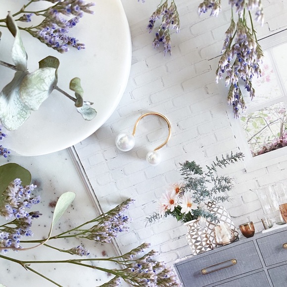 🆑 "Juliette" Ring || White Double Pearl Statement - Picture 3 of 11